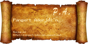 Pangert Adorján névjegykártya
